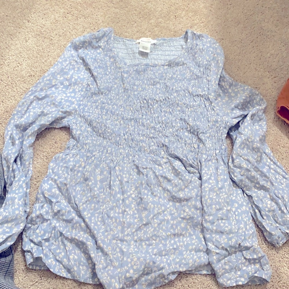Light blue and daisy print blouse.